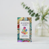 Geodes Busine上の癒しクリスタルカラフルクラスター 名刺 (スタンド正面)