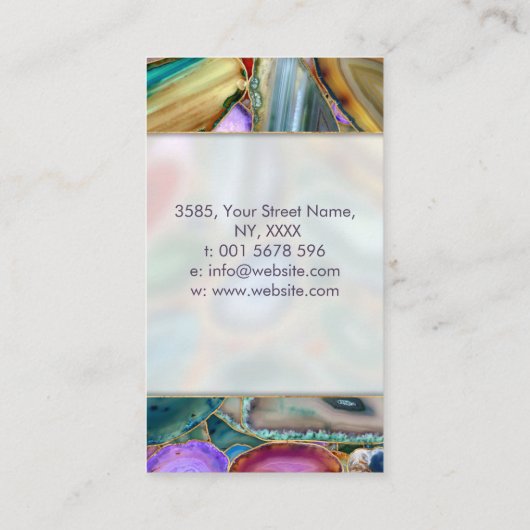 Geodes Busine上の癒しクリスタルカラフルクラスター 名刺 (裏面)