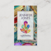 Geodes Busine上の癒しクリスタルカラフルクラスター 名刺 (正面)