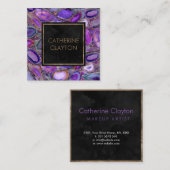 Geodes crystals – 紫と紫 スクエア名刺 (正面/裏面)