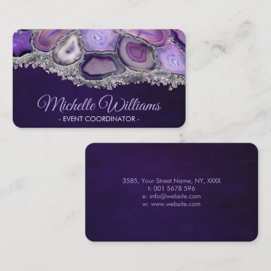 Geodes crystals – 紫と紫 名刺 (正面/裏面)