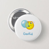 GeoKid Bubblegum GeocachingのスワッグPin 缶バッジ (正面&裏面)