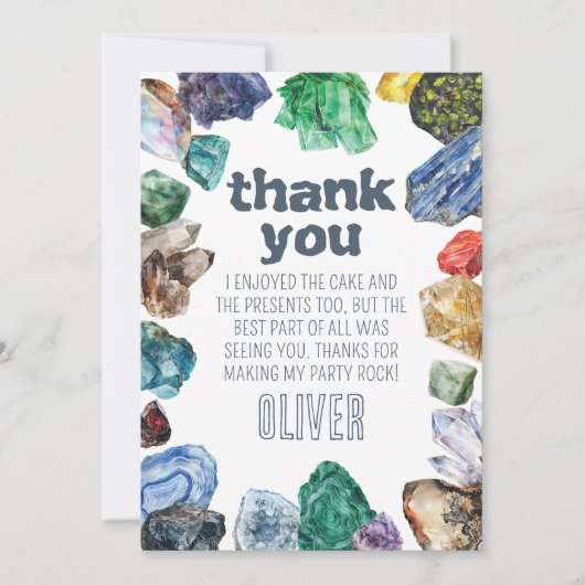Geology Birthday Rocks Dig Party サンキューカード (正面)