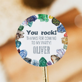 Geology Birthday Rocks Dig Party Stickers ラウンドシール