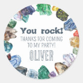 Geology Birthday Rocks Dig Party Stickers ラウンドシール (正面)