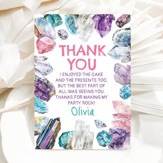 Geology Girl Birthday Rocks Dig Party サンキューカード