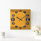 GEOMESKY NUMBERS UPSIDE DOWN BY MASANSER PIXELAT スクエア壁時計 (ホーム)