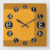GEOMESKY NUMBERS UPSIDE DOWN BY MASANSER PIXELAT スクエア壁時計 (正面)