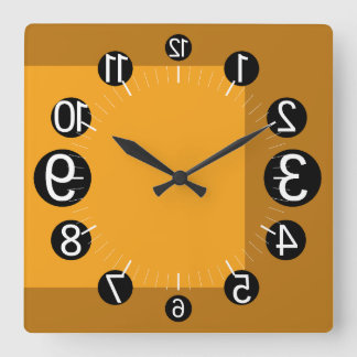 GEOMESKY NUMBERS UPSIDE DOWN BY MASANSER PIXELAT スクエア壁時計