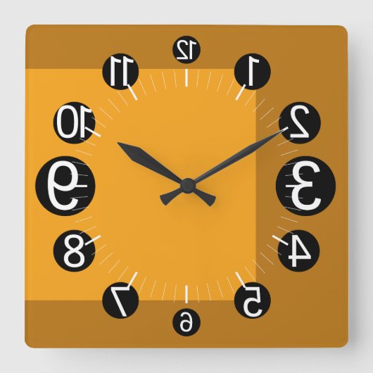 GEOMESKY NUMBERS UPSIDE DOWN BY MASANSER PIXELAT スクエア壁時計 (正面)