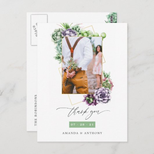 Geometricの写真結婚ありがとう ポストカード (正面/裏面)