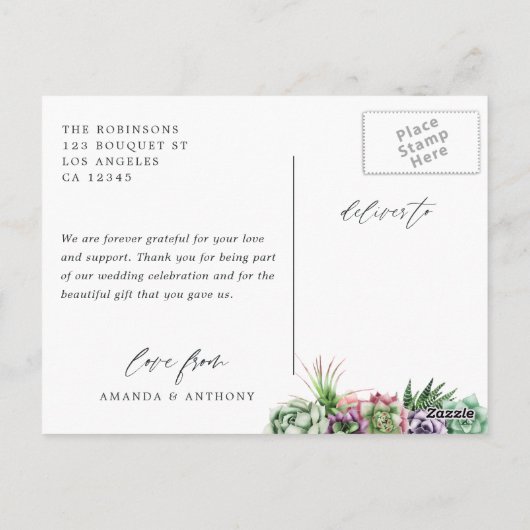 Geometricの写真結婚ありがとう ポストカード (裏面)