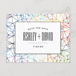 Geometricモダンカラフル日付はがきを保存 インビテーションポストカード