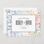 Geometricモダンカラフル日付はがきを保存 インビテーションポストカード (正面/裏面)