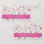 GEOMETRICモダン triangle aztecパターンミントピンク 名刺 (正面/裏面)