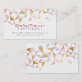 GEOMETRICモダン triangle aztec模様サンゴ金ゴールド 名刺 (正面/裏面)