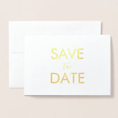Geometric エレガント Save the Date Photo Card 箔カード (封筒付き正面)