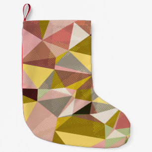 Geometric カラフル Triangles抽象芸術テクスチャ スモールクリスマスストッキング