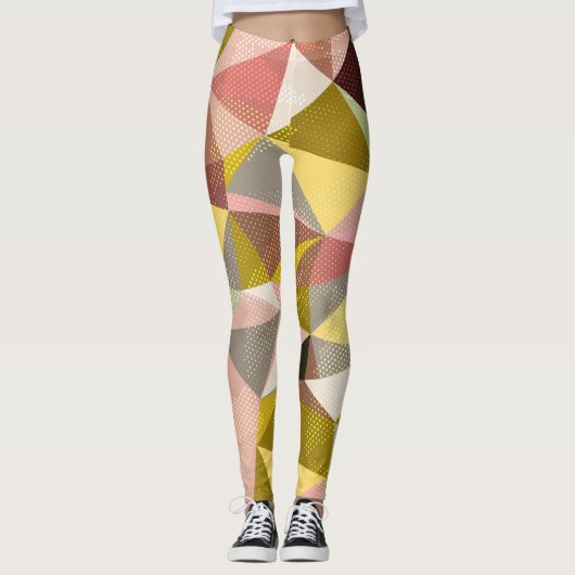 Geometric カラフル Triangles抽象芸術テクスチャ レギンス (正面)