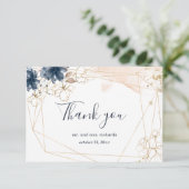 Geometric 結婚's Thank you in navy, 金ゴールド&赤面 出欠カード (スタンド正面)