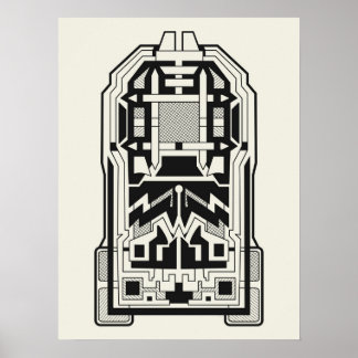 Geometric Abstract Architecture Art in Cream ポスター