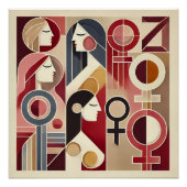 Geometric Abstract Art Celebrating Women ポスター (正面)