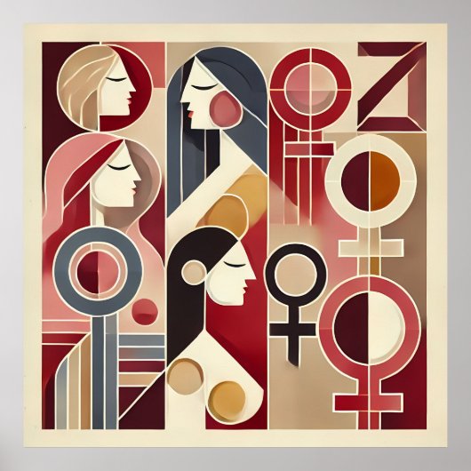 Geometric Abstract Art Celebrating Women ポスター (正面)