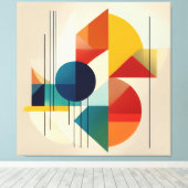 Geometric Abstract Art in Bauhaus Style キャンバスプリント (インサイチュ (ウッドフロア))