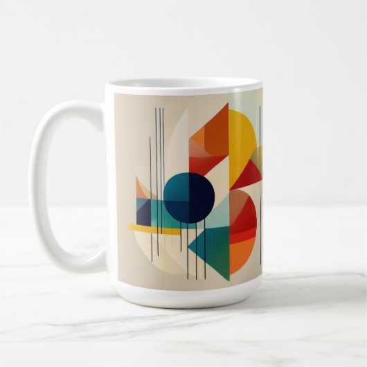 Geometric Abstract Art in Bauhaus Style コーヒーマグカップ (左)