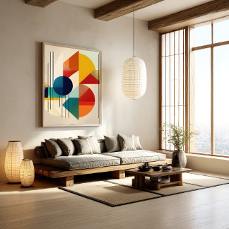 Geometric Abstract Art in Bauhaus Style ポスター