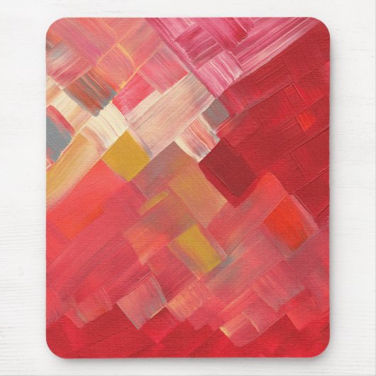 Geometric Abstract Brushstrokes Red, Pink & Gold マウスパッド (正面)