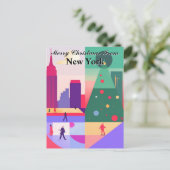 Geometric Abstract Christmas Greetings New York ポストカード (スタンド正面)