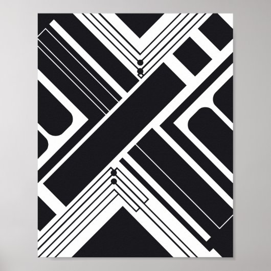 Geometric Abstract Design in Black and White ポスター (正面)