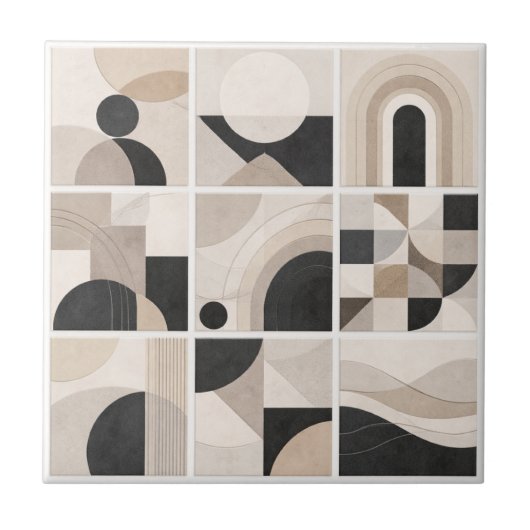 Geometric Abstract Harmony – Modern Ceramic Tile タイル (正面)