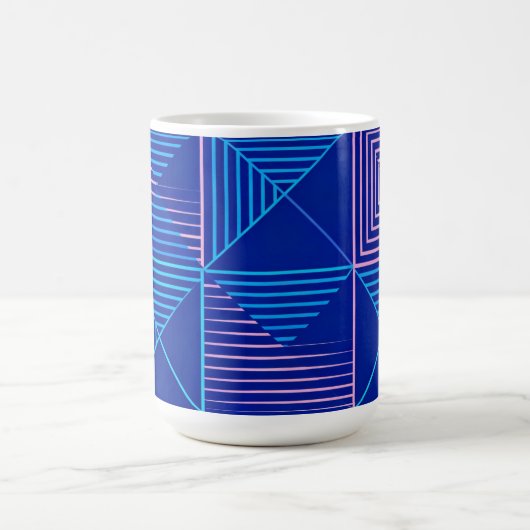 Geometric Abstract Mug Blue Pink Neon Pattern Coff コーヒーマグカップ (中央)