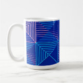 Geometric Abstract Mug Blue Pink Neon Pattern Coff コーヒーマグカップ (左)