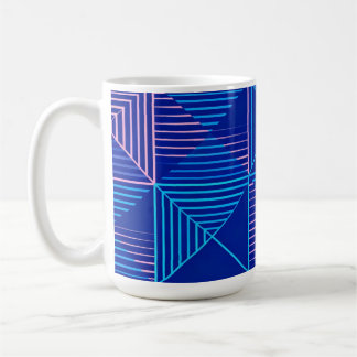 Geometric Abstract Mug Blue Pink Neon Pattern Coff コーヒーマグカップ