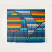 Geometric Abstract with Bold Stripes and Shapes タペストリー (正面(横))
