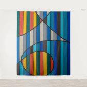 Geometric Abstract with Bold Stripes and Shapes タペストリー (正面)