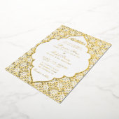 Geometric Arabesques Ornament Islamic Weddings 箔招待状 (回転した状態)