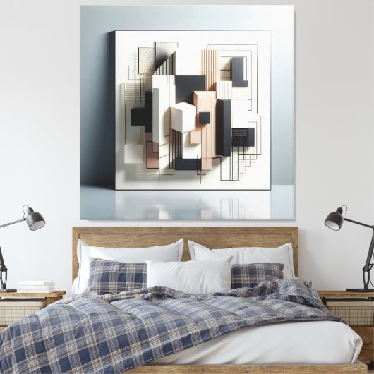 Geometric Architectural Layers キャンバスプリント (インサイチュ (寝室))