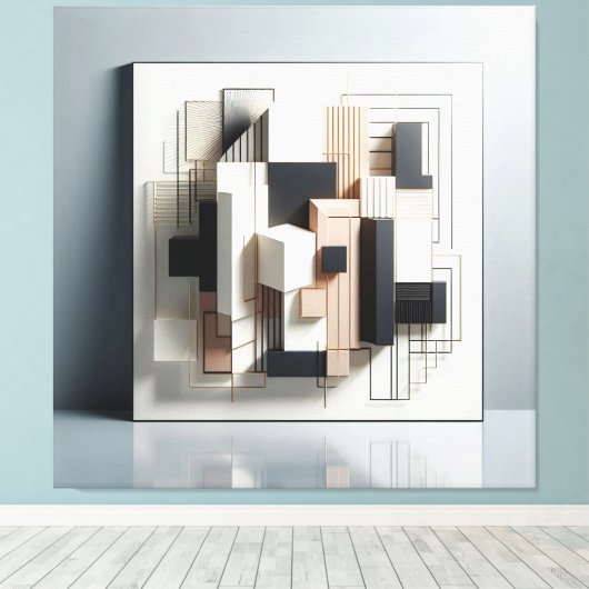 Geometric Architectural Layers キャンバスプリント (インサイチュ (ウッドフロア))