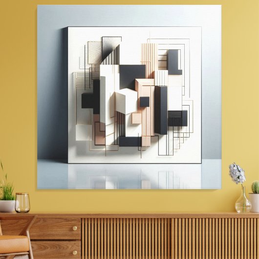 Geometric Architectural Layers キャンバスプリント (インサイチュ (リビング))