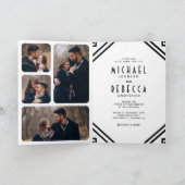 Geometric Art Deco Black and White QR Code Wedding 招待状 (内部)