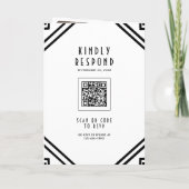 Geometric Art Deco Black and White QR Code Wedding 招待状 (裏面)