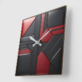 Geometric Art Deco Red Black Elegant スクエア壁時計 (傾斜)