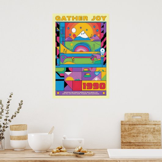 Geometric Art Print Retro 1990s Abstract Mountain ポスター (キッチン)