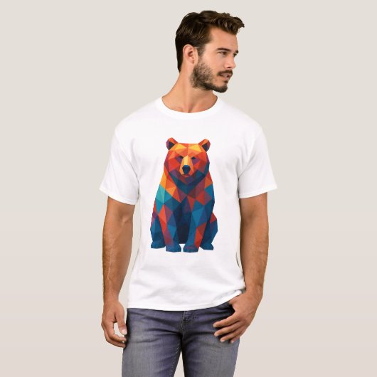 Geometric bear design T-Shirt Tシャツ (正面フル)