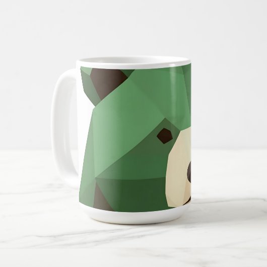 Geometric Bear Head Low Poly コーヒーマグカップ (正面左)