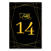 Geometric Black and Gold Stylish Wedding テーブルナンバー (正面)